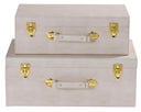 Decorative Storage Trunks Set of 2 – Faux Leather with Handle