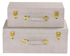 Decorative Storage Trunks Set of 2 – Faux Leather with Handle