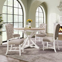5-Piece Farmhouse Extendable Round Dining Table & Chair Set with Shelf