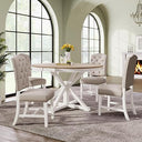 5-Piece Extendable Round Dining Table Set with 4 Upholstered Chairs