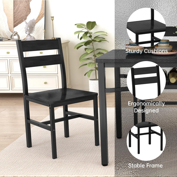 5-Piece Wood Dining Table Set with Storage Shelf