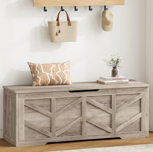 Extra Large Storage Bench with Safety Hinges – 51.2" Wooden Trunk