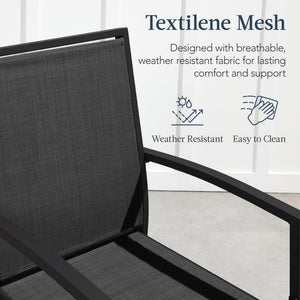 Outdoor Bar Stools Set of 2 – All-Weather Mesh with Armrest