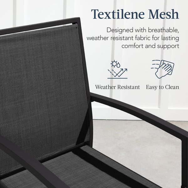 Outdoor Bar Stools Set of 2 – All-Weather Mesh with Armrest