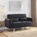 46" Modern Fabric Loveseat Sofa with Lumbar Pillows & Solid Wood Legs