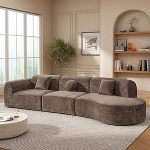 140" Curved Sectional Sofa Set – 7-Seat Modern Cloud Couch with Chaise Lounge