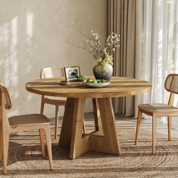 47-Inch Round Solid Wood Dining Table – Seats 4-6, Farmhouse Style