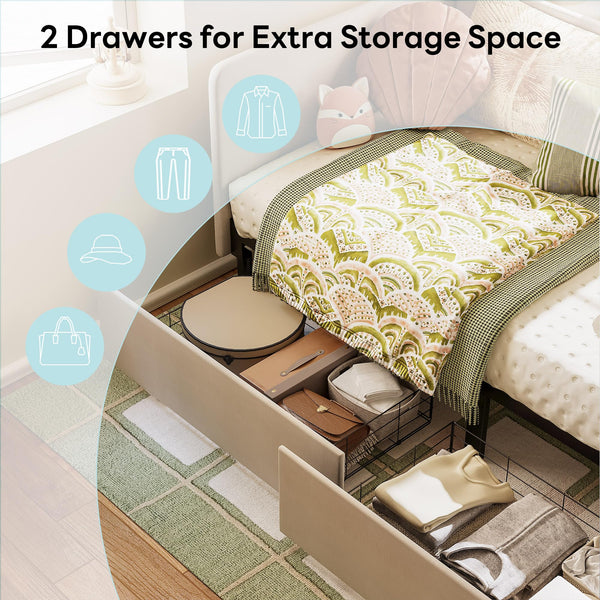 Twin Corner Daybed with Storage Drawers & Safety Rails