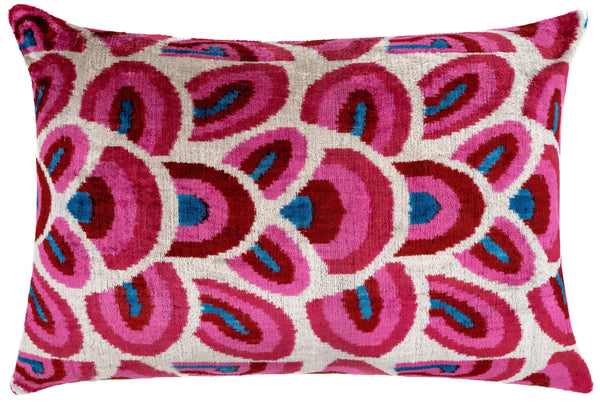Velvet Throw Pillow with Down Feather Insert – 16x24 Geometric Swirl