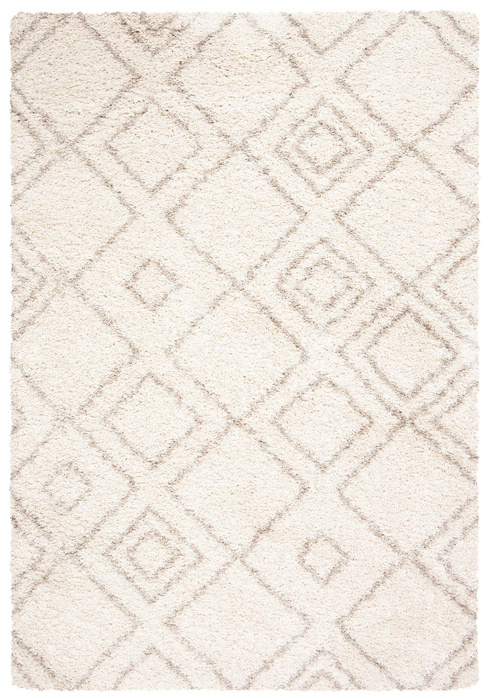 Ivory Beige Southwestern Shag Area Rug 5x8