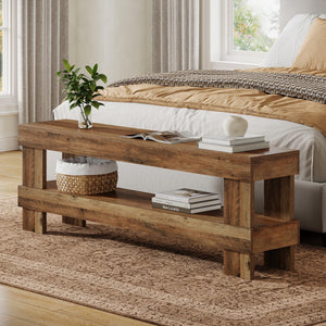 59" Entryway Shoe Bench with Storage Shelf