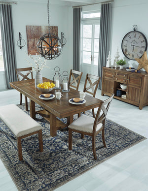 Extendable Rectangular Dining Table with Trestle Base — Seats 8