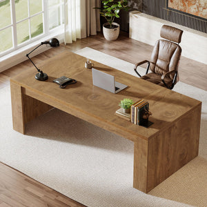 70.86-Inch Large Executive Computer Desk with Double Pedestal Legs