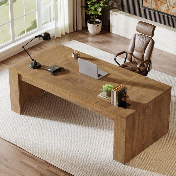 70.86-Inch Large Executive Computer Desk with Double Pedestal Legs