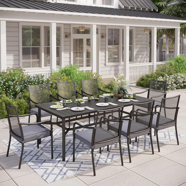 Outdoor Patio Dining Set with Textilene Chairs & Rectangular Table