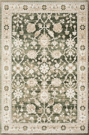 Vintage Green Floral Farmhouse Washable Area Rug