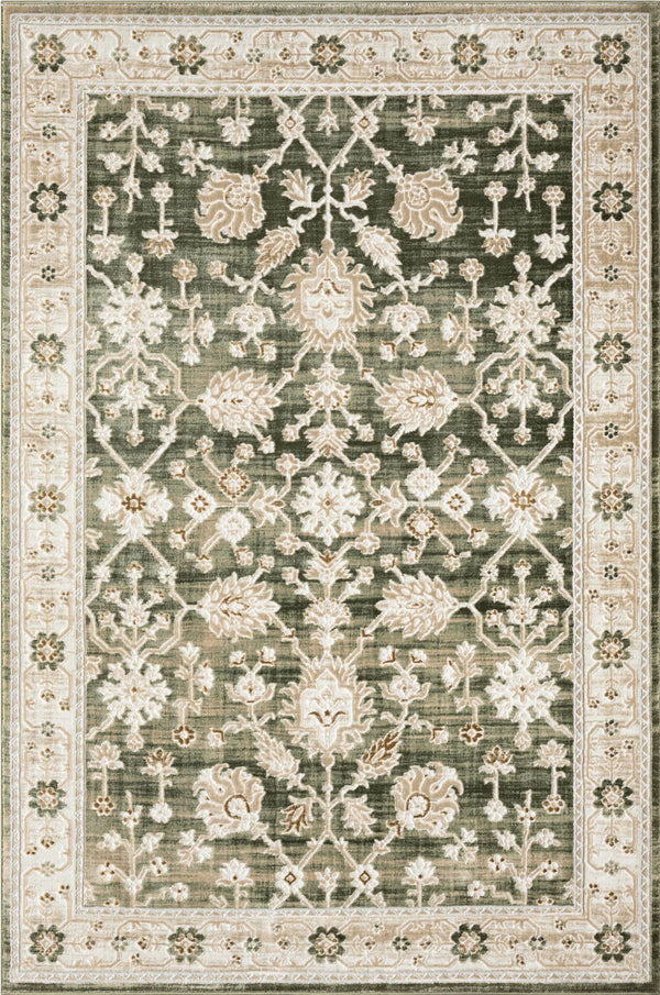 Vintage Green Floral Farmhouse Washable Area Rug