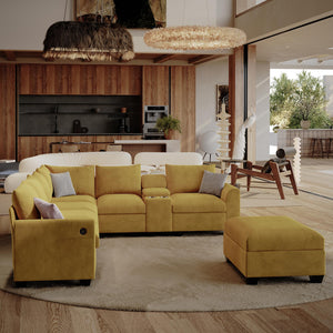 120" L-Shaped Modular Sectional Sofa with Storage & USB Ports