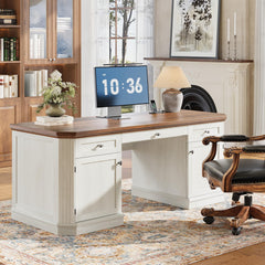 59" Victorian Executive Desk with Storage & Charging Station