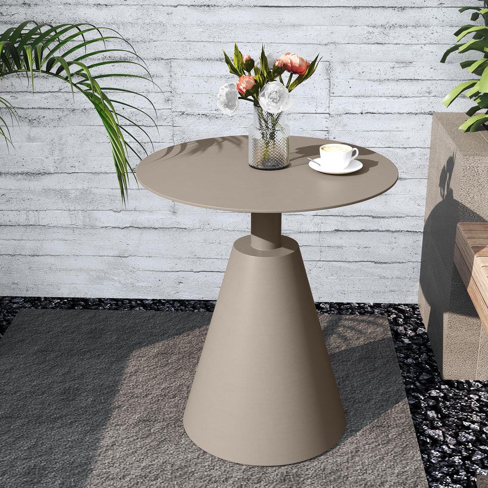 Round Aluminum Outdoor Side Table with Pedestal Base