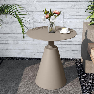 Round Aluminum Outdoor Side Table with Pedestal Base
