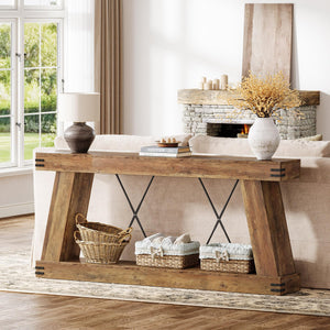 70.9" Farmhouse Console Table with 2-Tier Storage