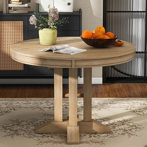 Extendable Round Dining Table with Oak Veneer Top