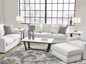 Contemporary Light Gray Loveseat with Accent Pillows