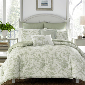 King Size Floral Toile Comforter Set – 7-Piece Cotton Bedding