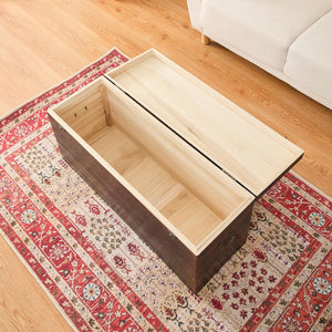 Wooden Storage Chest with Hinged Lid