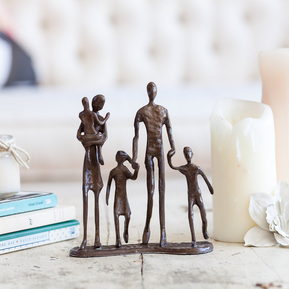 Bronze Family of Five Metal Sculpture – Home Decor Accent Piece