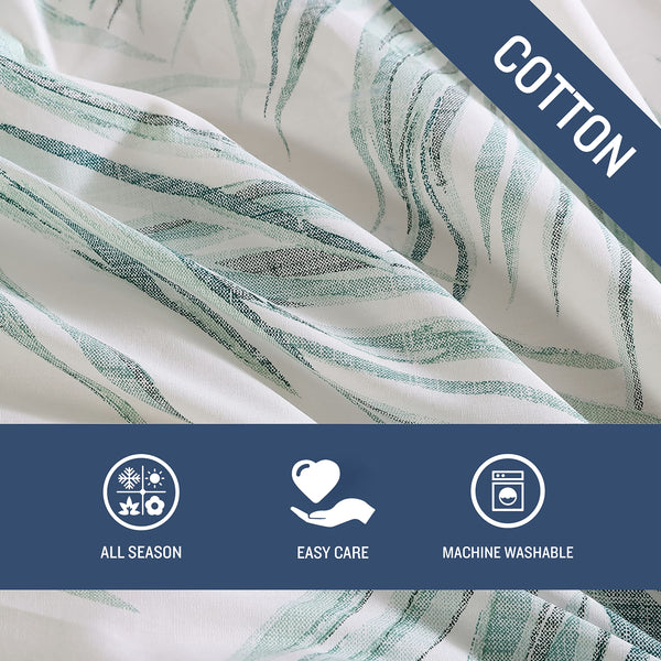 Tropical Comforter Bonus Set – Reversible Cotton Bedding with Shams & Throw Pillows