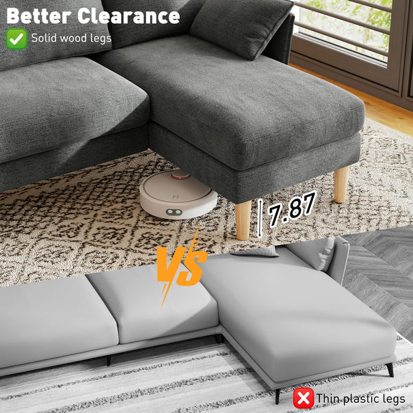 U-Shaped Sectional Sofa with Double Chaise Lounge – Dark Gray