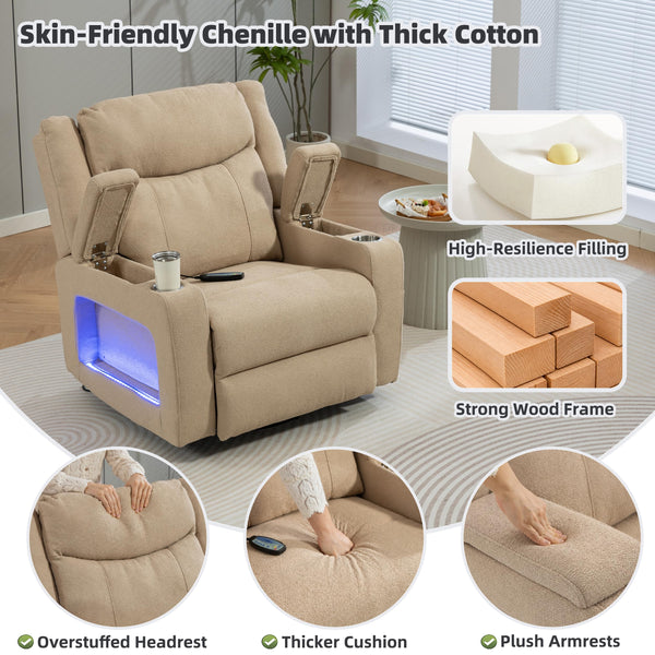 Oversized Power Recliner with Massage, Heat & Swivel Rocker