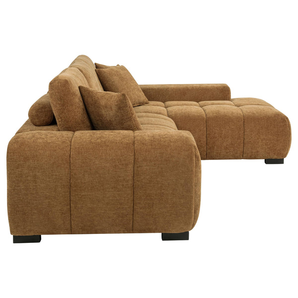 Upholstered Sectional Sofa with Chaise – Grid Tufting & Reversible Cushions