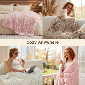 Faux Fur Throw Blanket – Double-Sided Plush 50"x60"