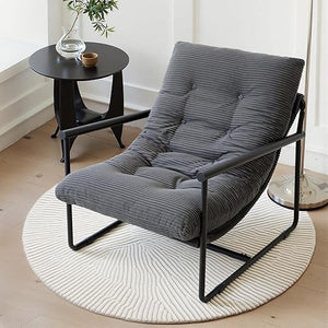 Modern Accent Chair with Metal Frame & Cushioned Seat