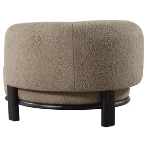 Barrel Back Accent Chair — Upholstered with Oak Wood Frame