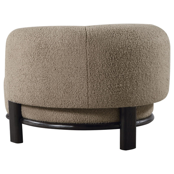 Barrel Back Accent Chair — Upholstered with Oak Wood Frame