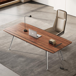 60-Inch Executive Desk with Built-In Power Outlet & Chrome Legs