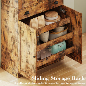 Kitchen Pantry Cabinet 72" Freestanding with Drawer & Sliding Racks