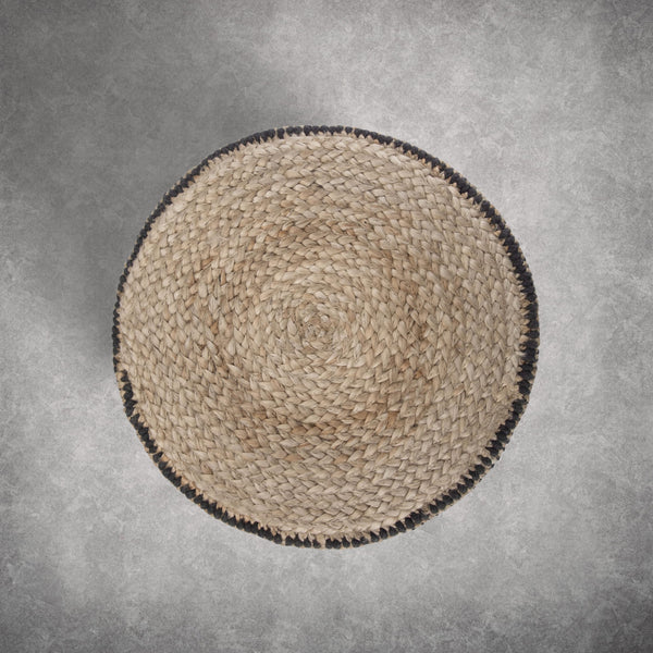 Round Braided Jute Pouf Ottoman