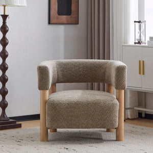 Low Profile Boucle Accent Chair with Round Backrest