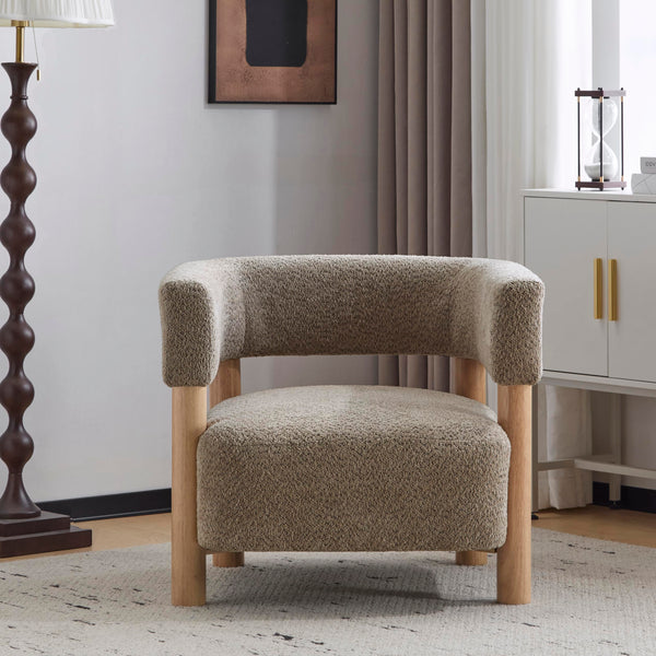 Low Profile Boucle Accent Chair with Round Backrest