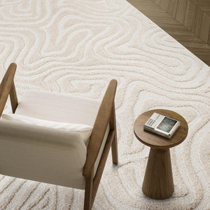 Cream Sculpted Swirl Area Rug