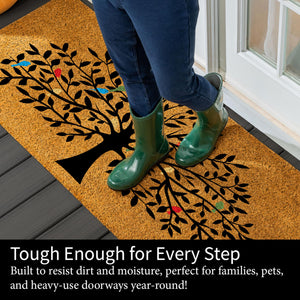 Tree of Life Coir Doormat — 2' x 5' Large Outdoor Indoor Welcome Mat