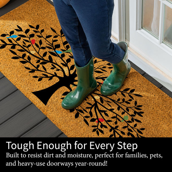 Tree of Life Coir Doormat — 2' x 5' Large Outdoor Indoor Welcome Mat