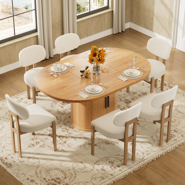 Retro Dining Table Set with Upholstered Chairs