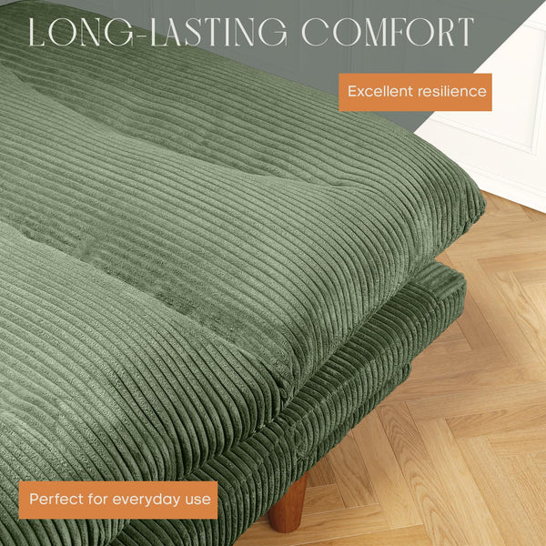 69" Corduroy Futon Sofa Bed with Adjustable Backrest
