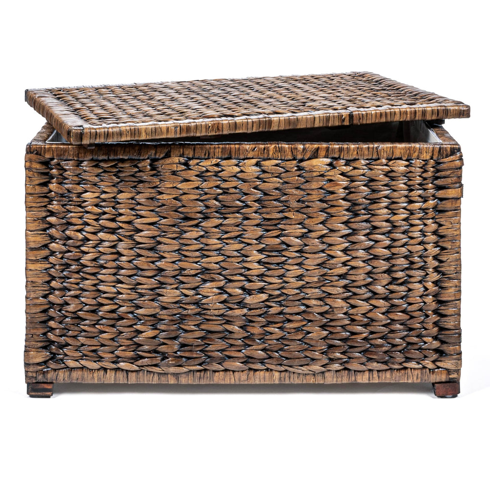 Handwoven Water Hyacinth Storage Trunk with Removable Lid